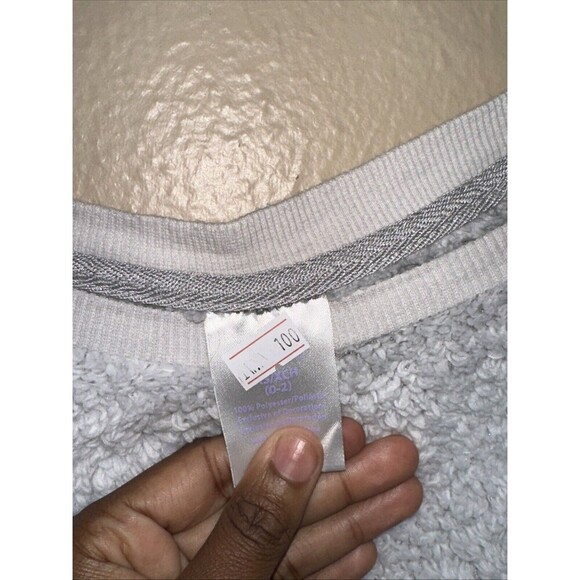 Lazy Princess Gray Fuzzy Sherpa‎ Sweatshirt Crown Girls Cozy Pullover - Picture 5 of 6